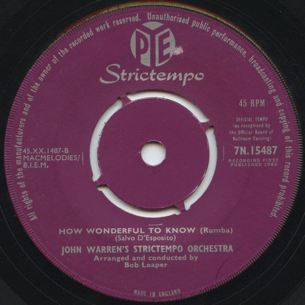 John Warren's Strictempo Combo : Till There Was You(Rumba)/How Wonderful To Know(Rumba) (7", Single)