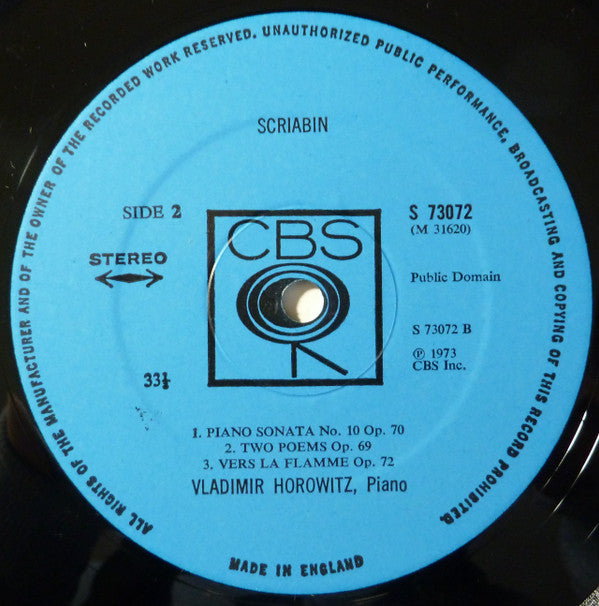 Alexander Scriabin, Vladimir Horowitz : Horowitz Plays Scriabin (LP)