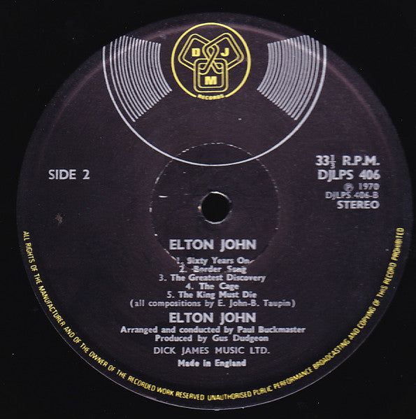 Elton John : Elton John (LP, Album, Gat)