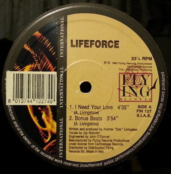 Lifeforce : I Need Your Love (12")