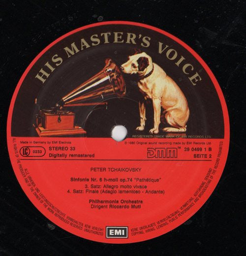 Pyotr Ilyich Tchaikovsky / Philharmonia Orchestra / Riccardo Muti : Symphony No. 6 Pathetique (LP, Album, RE, RM)