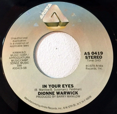 Dionne Warwick : I'll Never Love This Way Again (7", Single, San)