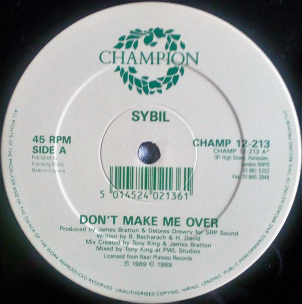 Sybil : Don't Make Me Over (12", Single, Bro)