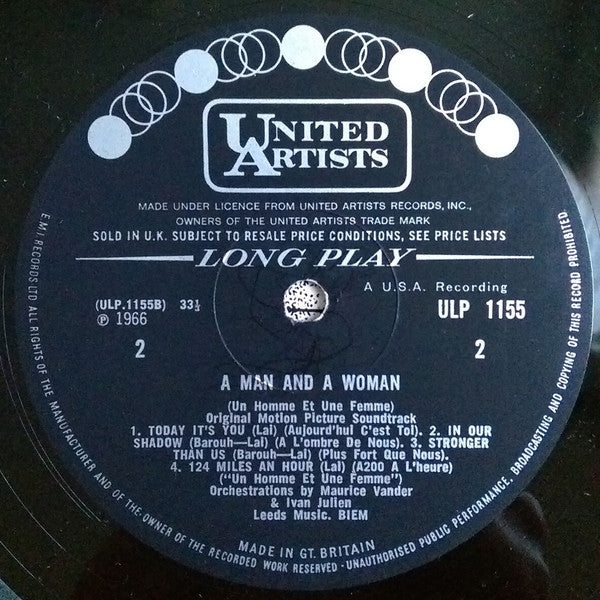 Francis Lai : A Man And A Woman (Original Motion Picture Soundtrack) (LP, Album, Mono)