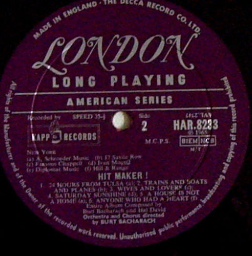 Burt Bacharach : Hit Maker! (LP, Album, Mono, Bur)