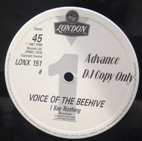 Voice Of The Beehive : I Say Nothing (12", Advance)