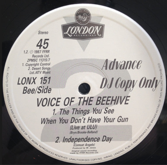 Voice Of The Beehive : I Say Nothing (12", Advance)
