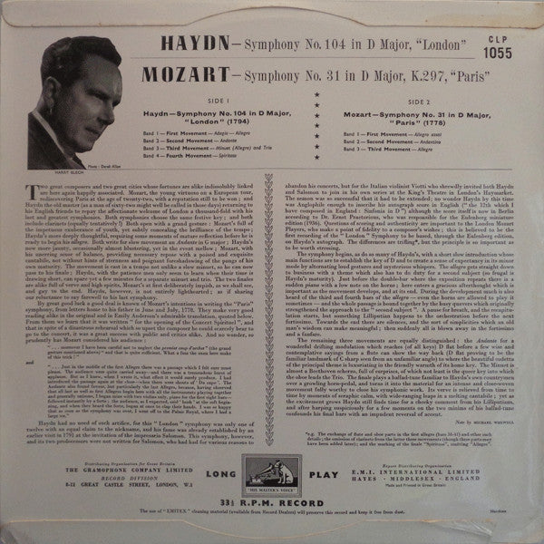 Joseph Haydn, Wolfgang Amadeus Mozart - Harry Blech Conducting The London Mozart Players : Symphony No. 104 In D Major "London" / Symphony No. 31 In D Major "Paris" (LP, Mono)