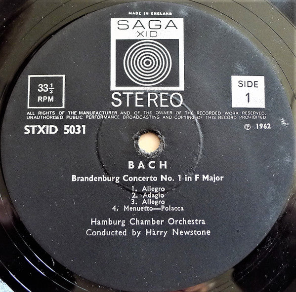 Johann Sebastian Bach, Hamburger Kammerorchester, Harry Newstone : Brandenburg Concertos Nos. 1, 2 & 3 (LP, RE)