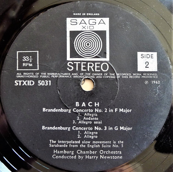 Johann Sebastian Bach, Hamburger Kammerorchester, Harry Newstone : Brandenburg Concertos Nos. 1, 2 & 3 (LP, RE)