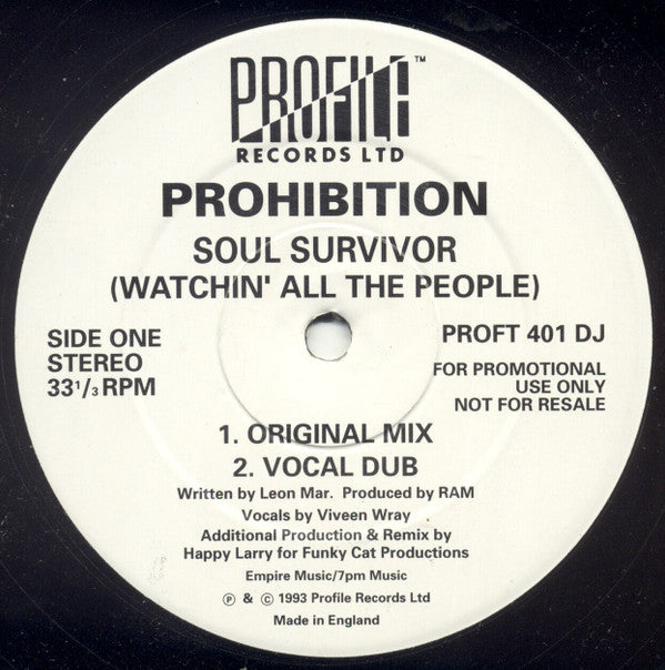 Prohibition : Soul Survivor (Watchin' All The People) (12", Promo)