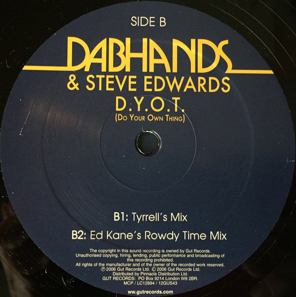 The Dab Hands & Steve Edwards : D.Y.O.T. (Do Your Own Thing) (12")