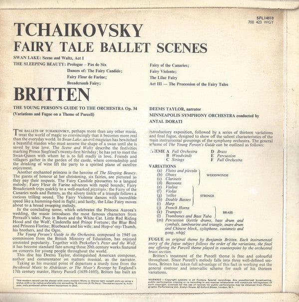 Pyotr Ilyich Tchaikovsky / Benjamin Britten - Deems Taylor, Minneapolis Symphony Orchestra, Antal Dorati : Fairy Tale Ballet Scenes / The Young Person's Guide To The Orchestra (LP, Comp, RE)