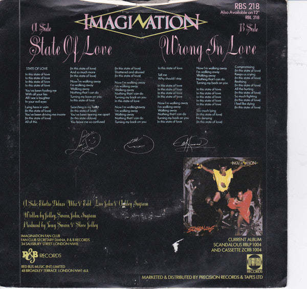 Imagination : State Of Love (7", Single)