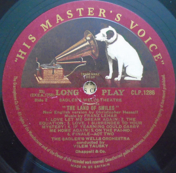 Sadler's Wells Opera Company, Franz Lehár, Vilem Tausky : The Land Of Smiles (LP, Mono)