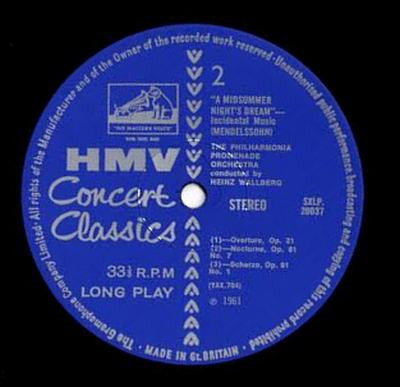 Felix Mendelssohn-Bartholdy, Philharmonia Promenade Orchestra, Heinz Wallberg : "Italian" Symphony / "A Mid Summer Night's Dream" (LP)