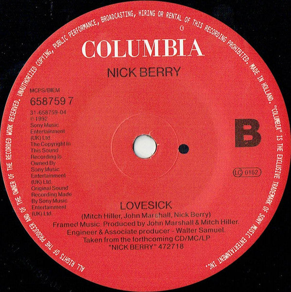 Nick Berry : Long Live Love (7", Pos)