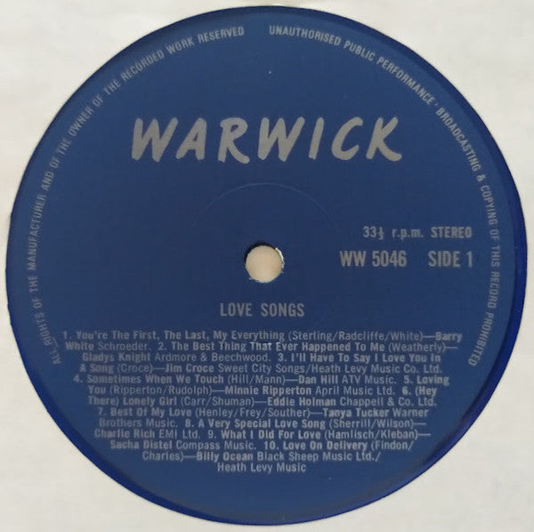 Various : Love Songs (LP, Comp, Blu)
