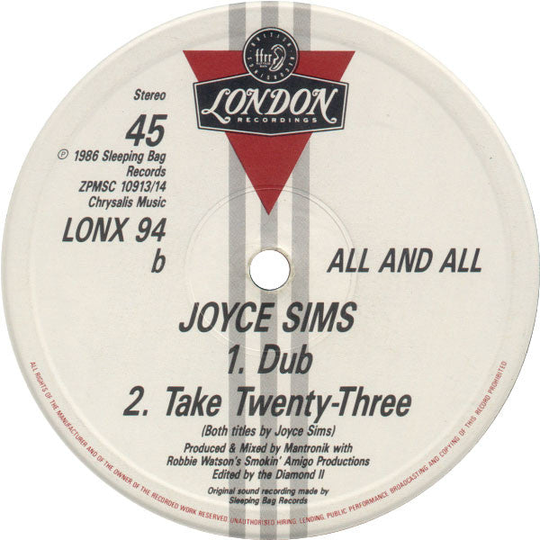 Joyce Sims : All And All (12")