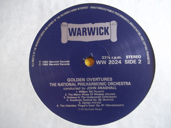 National Philharmonic Orchestra Conducted By John Snashall : Golden Overtures (LP)