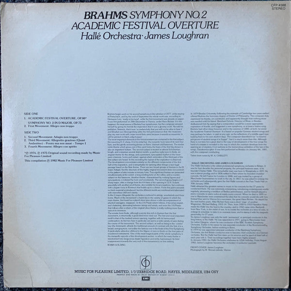 Hallé Orchestra, James Loughran : Brahms: Symphony No. 2 / Academic Festival Overture (LP, Album)