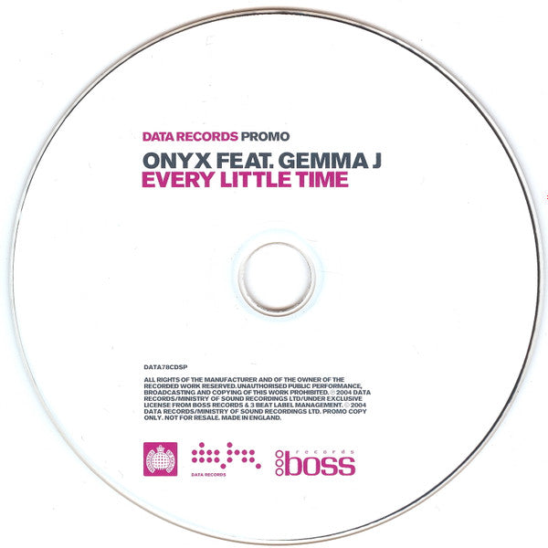Onyx (2) Feat. Gemma J : Every Little Time (CD, Single, Promo)