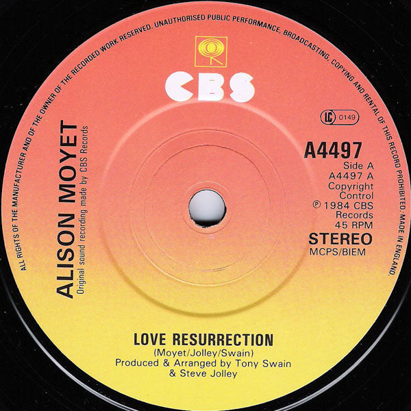 Alison Moyet : Love Resurrection (7", Single, Sun)