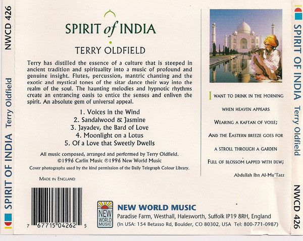 Terry Oldfield : Spirit Of India (CD, Album)