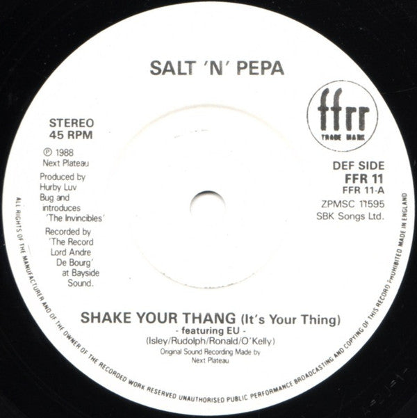 Salt 'N' Pepa : Shake Your Thang (It's Your Thing) / Spinderella's Not A Fella (But A Girl DJ) (7", Single, Whi)