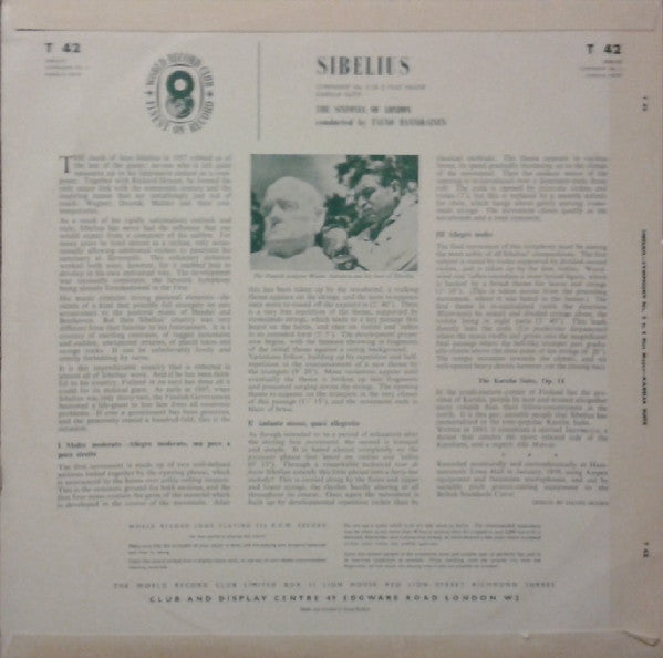 Jean Sibelius, Sinfonia Of London Conducted By Tauno Hannikainen : Symphony No. 5 In E Flat And Karelia Suite (LP, Album, Mono, Club)