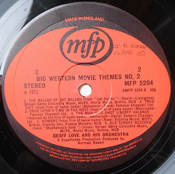 Geoff Love And His Orchestra* : Big Western Movie Themes No 2 (LP)