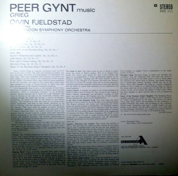Edvard Grieg, Øivin Fjeldstad, London Symphony Orchestra : Peer Gynt Music (LP, RE)