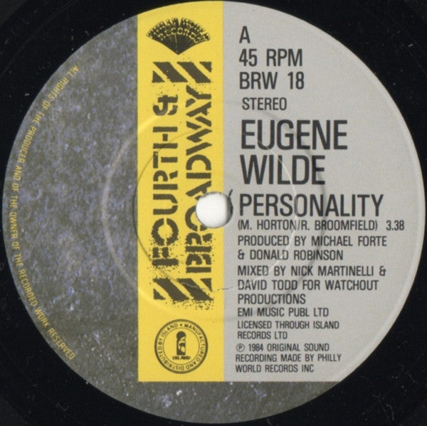 Eugene Wilde : Personality (7", Single)