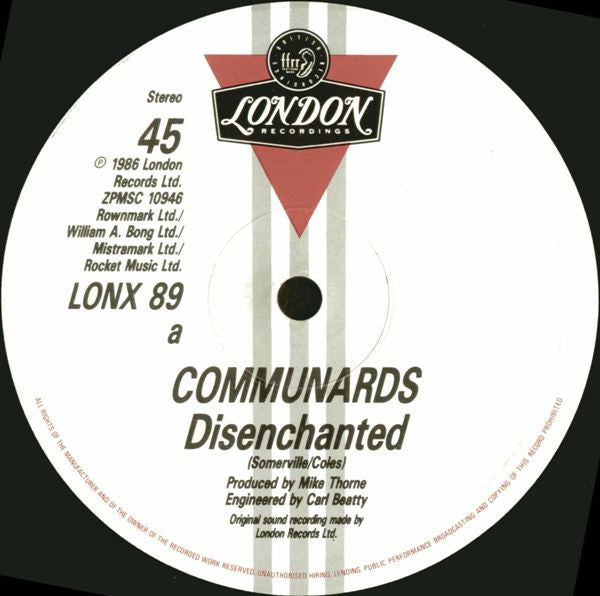 The Communards : Disenchanted (12", Single)