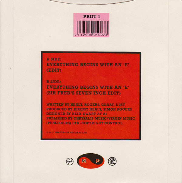 E-Zee Possee : Everything Begins With An 'E' (7", Single, Mono, Glo)