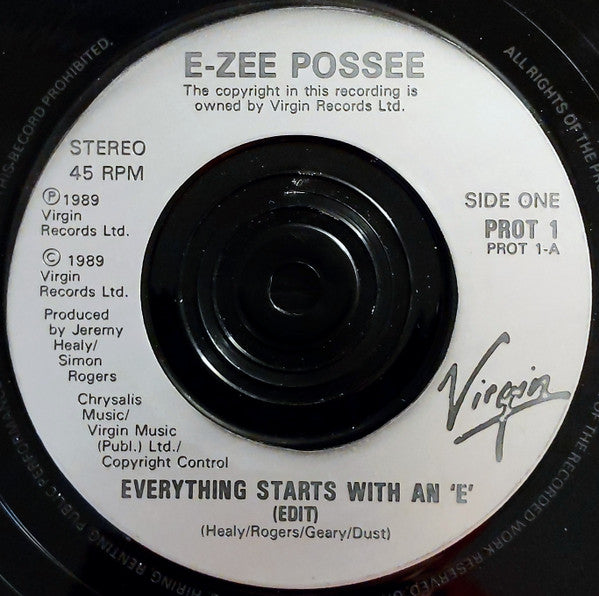 E-Zee Possee : Everything Begins With An 'E' (7", Single, Mono, Glo)