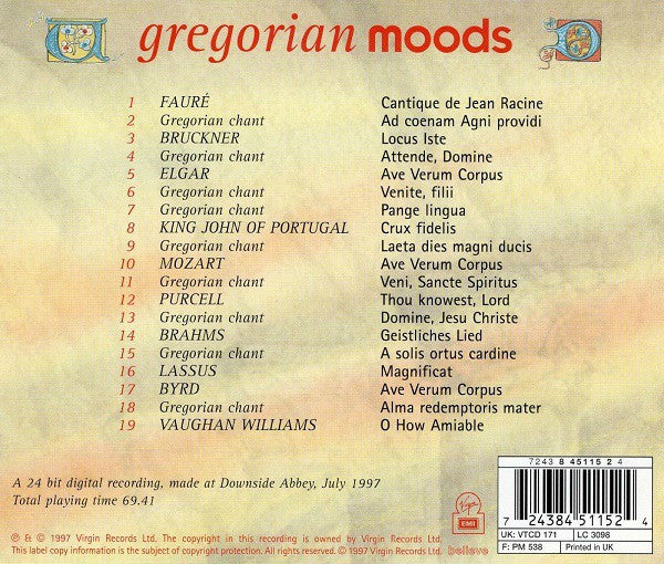 The Monks And Choirboys Of Downside Abbey : Gregorian Moods (CD, Album)