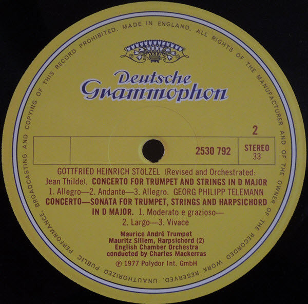 Antonio Vivaldi, Giovanni Buonaventura Viviani, Giuseppe Torelli, Gottfried Heinrich Stölzel, Georg Philipp Telemann — Maurice André, English Chamber Orchestra / Sir Charles Mackerras : Trompetenkonzerte - Trumpet Concertos (LP, Album)