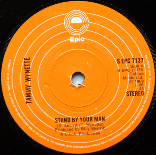 Tammy Wynette : Stand By Your Man (7", Sol)