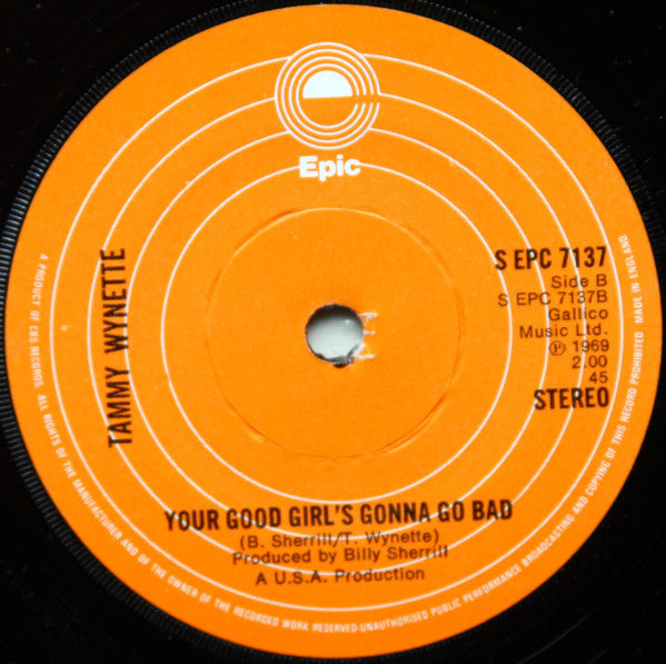 Tammy Wynette : Stand By Your Man (7", Sol)