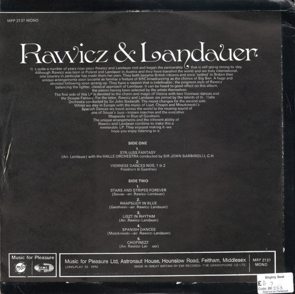 Rawicz & Landauer : Rawicz & Landauer (Two Pianos) (LP, Album, Mono)
