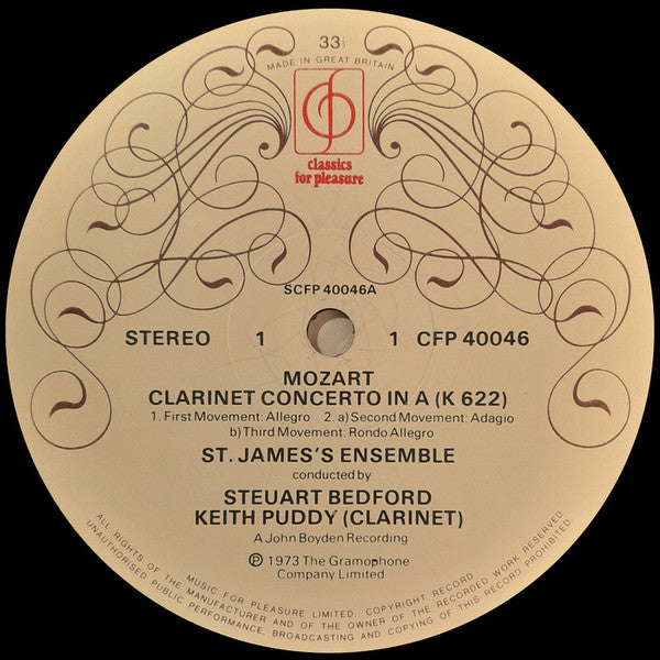 Wolfgang Amadeus Mozart, Joseph Haydn, Keith Puddy, Elgar Howarth, The Ensemble Of St. James Conducted By Steuart Bedford : Mozart Clarinet And Haydn Trumpet Concertos (LP, RP)