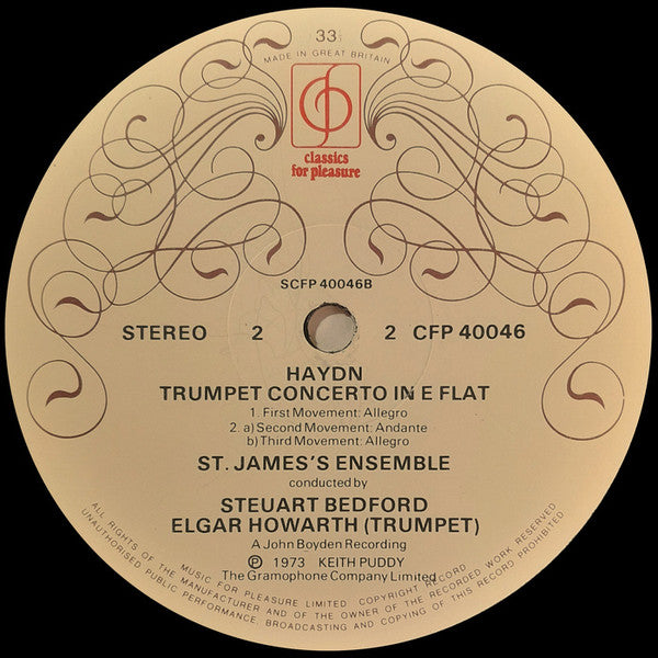 Wolfgang Amadeus Mozart, Joseph Haydn, Keith Puddy, Elgar Howarth, The Ensemble Of St. James Conducted By Steuart Bedford : Mozart Clarinet And Haydn Trumpet Concertos (LP, RP)