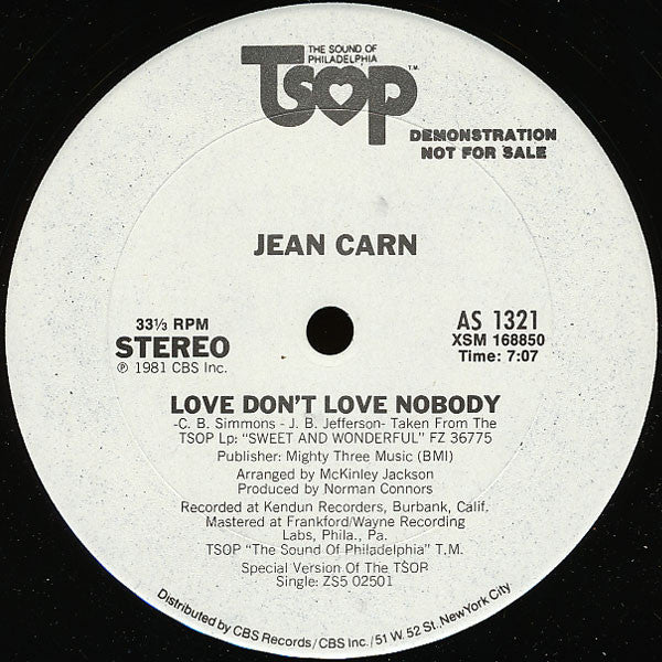 Jean Carn : Love Don't Love Nobody (12", Promo)