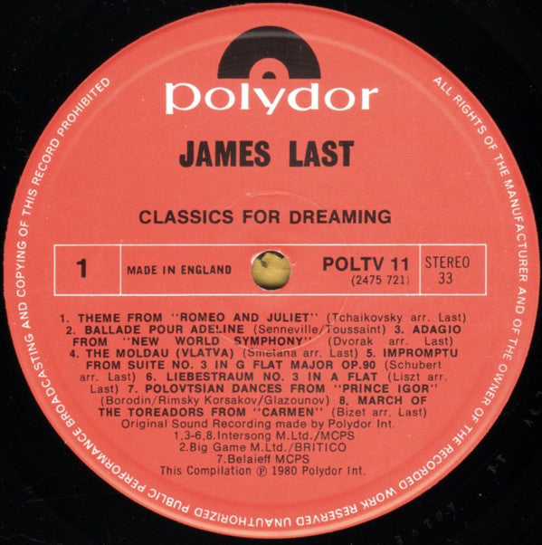 James Last : Classics For Dreaming (LP, Album, Comp, Eng)
