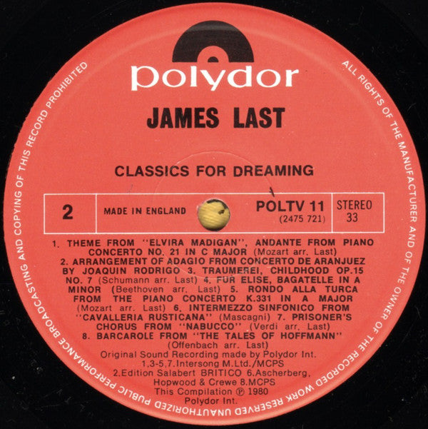 James Last : Classics For Dreaming (LP, Album, Comp, Eng)