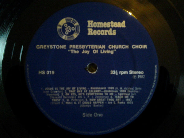 Greystone Presbyterian Church Choir : The Joy Of Living  (LP, Album)