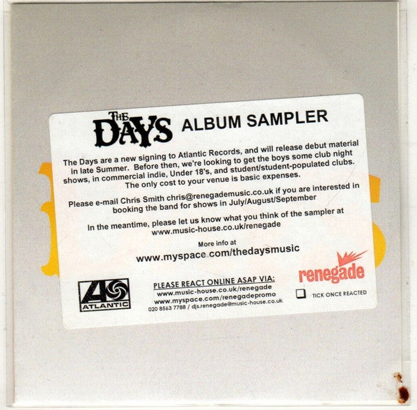 The Days (3) : Album Sampler (CDr, Promo, Smplr)