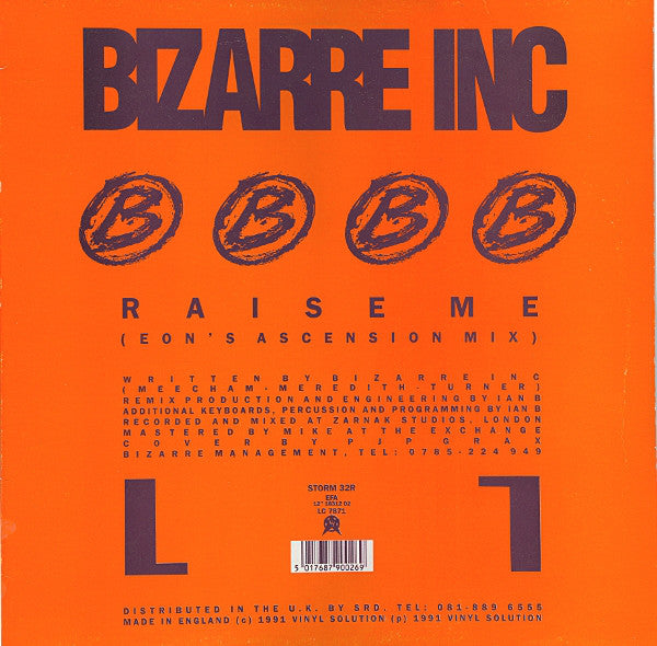 Bizarre Inc : Such A Feeling (Love Decade Mix) / Raise Me (Eon's Ascension Mix) (12", Ora)
