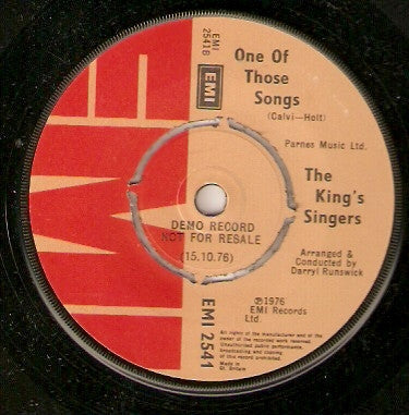 The King's Singers : Don't Get Around Much Anymore (7", Single, Promo)